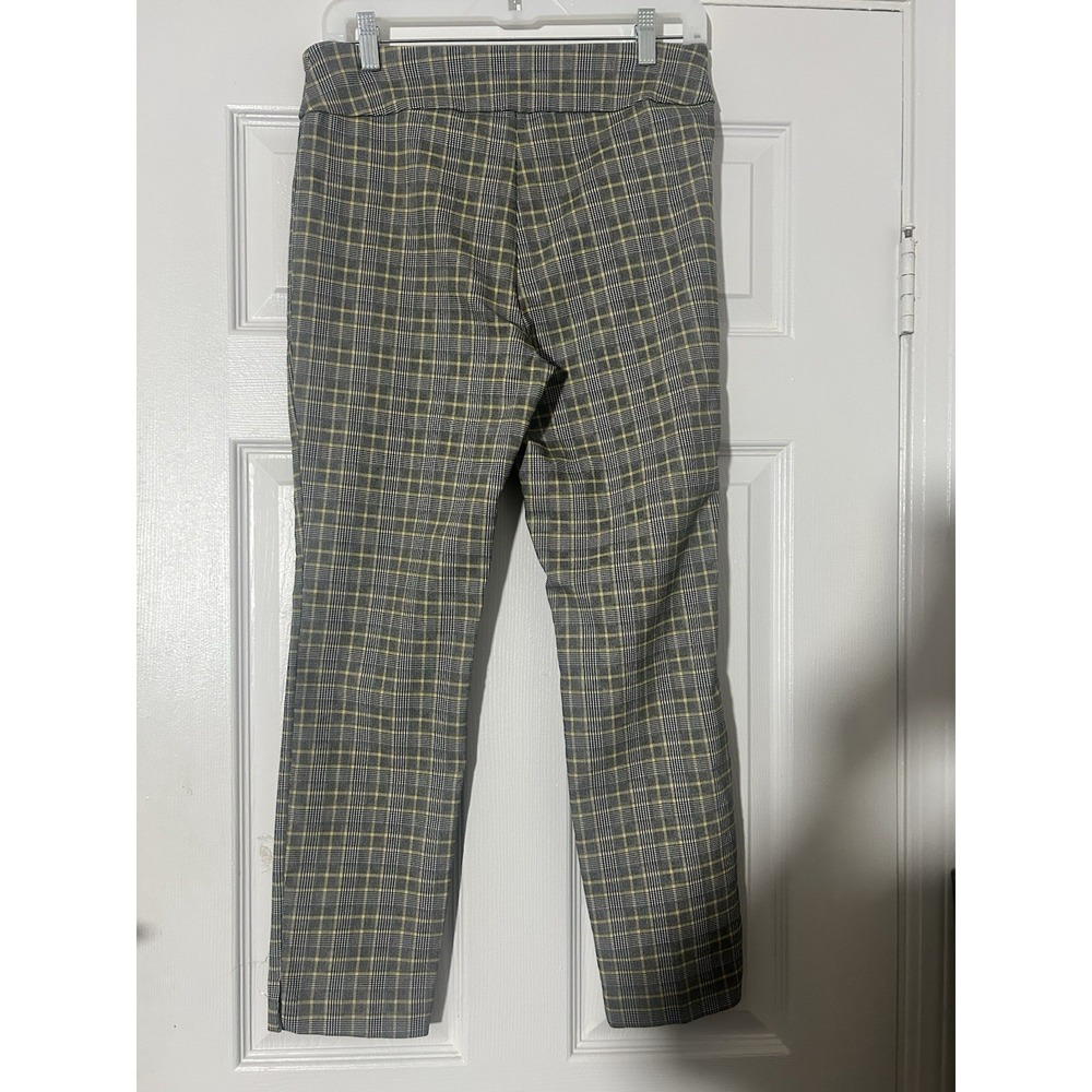 Counterparts Plaid Cigarette Pants Size 6 Gray Yellow Windowpane Ankle Workwear - Picture 4 of 8
